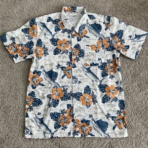 COLUMBIA PFG Mens TROLLERS BEST Floral Vented Fishing Shirt Size M
